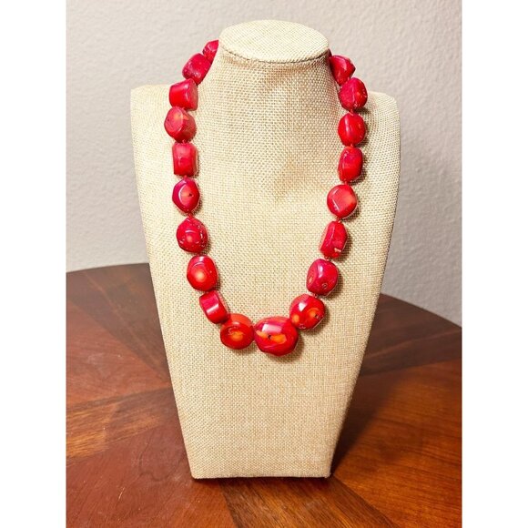 Lucas Lameth Jewelry - Lucas Lameth LUC Hand Knotted Chunky Red Coral / Sterling Silver Necklace